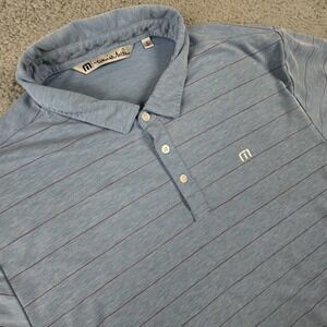 Travis Mathew‎ Performance Golf Polo Shirt Mens XL Blue Red Stripe Stretch